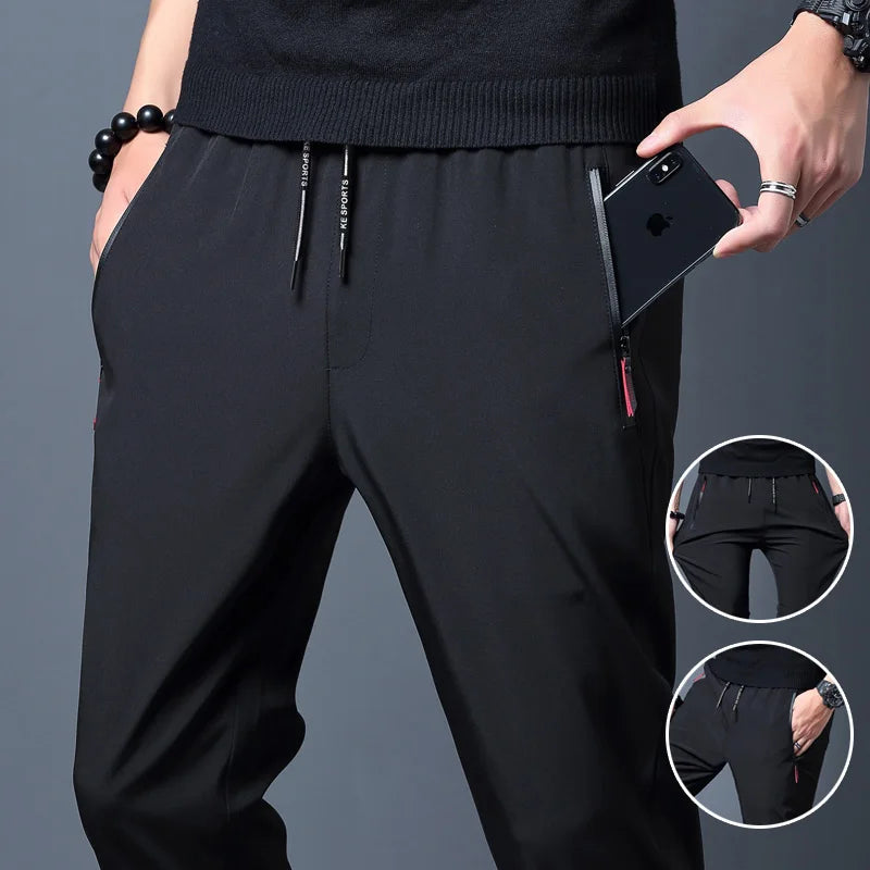 Sommer Herren Eisseide schnelltrocknende Freizeithose schmal geschnitten koreanische Version Eisseidehose Sporthose gerades Bein schnelltrocknend p