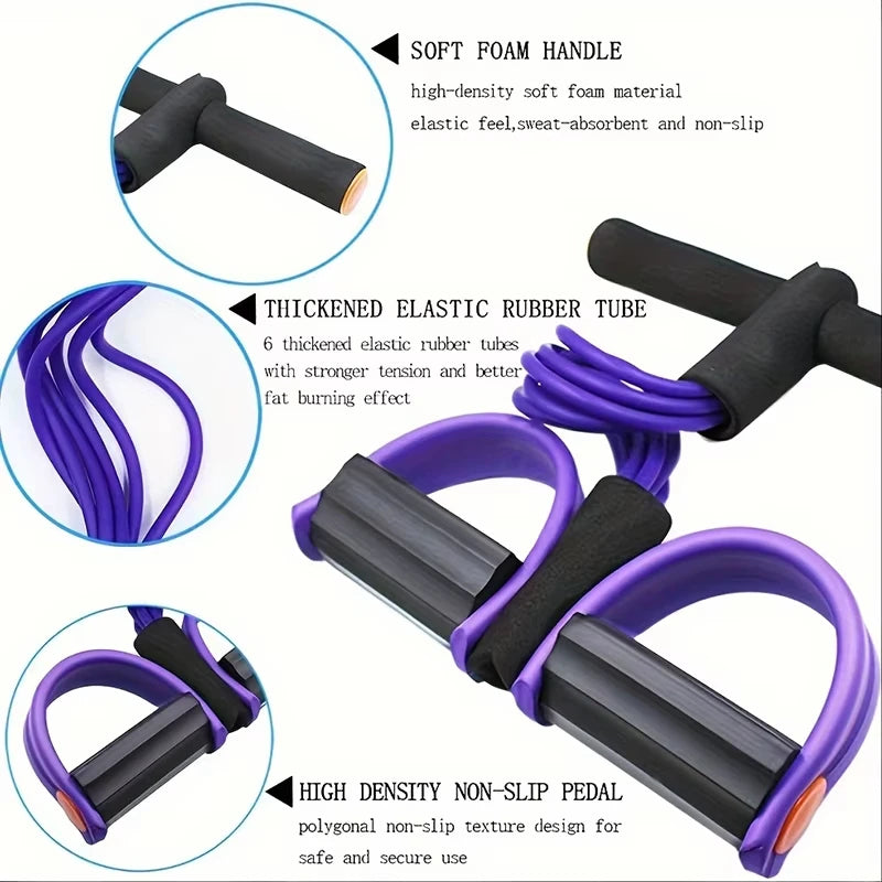 Corde de Tension Multifonctionnelle 6 Tubes Élastiques Pédale de Yoga Extracteur Bande de Résistance Latex Naturel Corde de Tension Équipement de Fitness