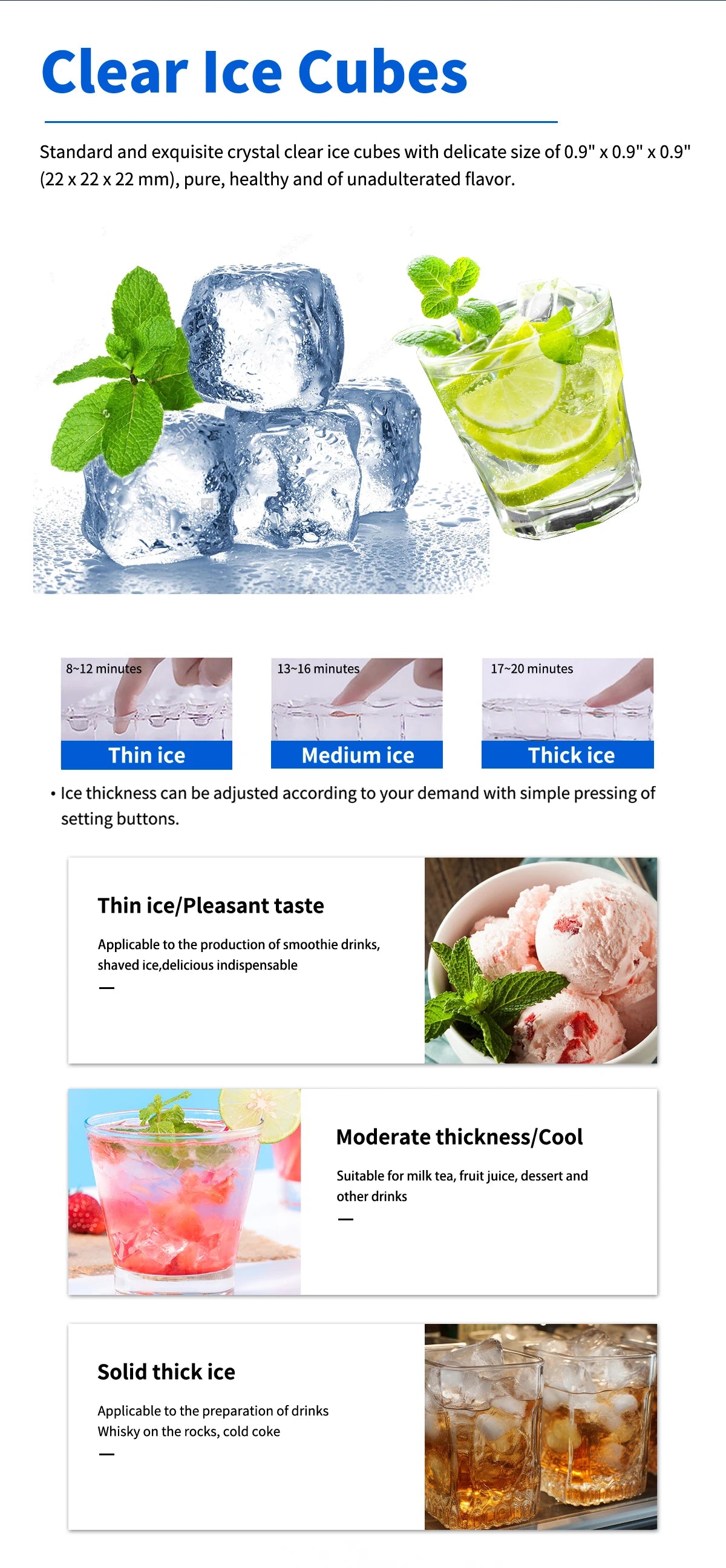 Home Use Ice Maker Countertop Ice Cube Maker High Capacity Self Cleaning for Kitchen Office Bar Party Top Pick Customized