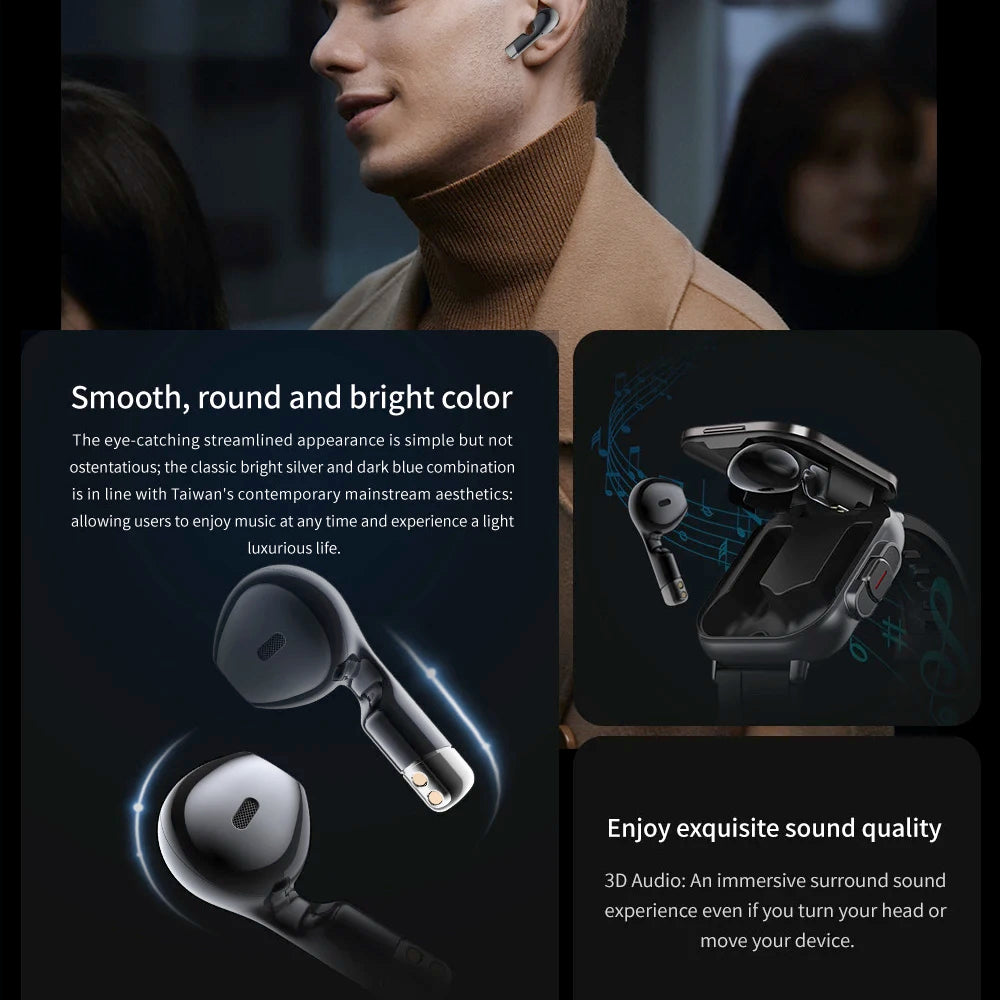 TWS Earphone Smartwatch 2.01" Headset 2-in-1 Smartwatch BT-Anruf Bluetooth Kopfhörer Uhren Herzfrequenz Sport Fitness Armband