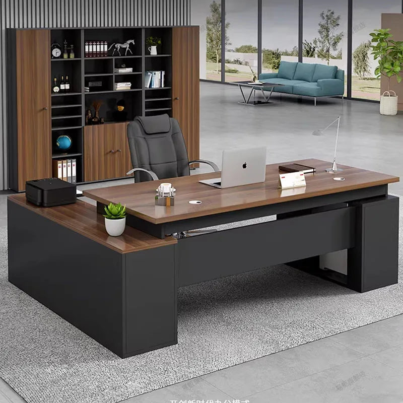Bureau de bureau grand format de style chinois, design minimaliste, esthétique moderne, bureau universel, mobilier de maison.