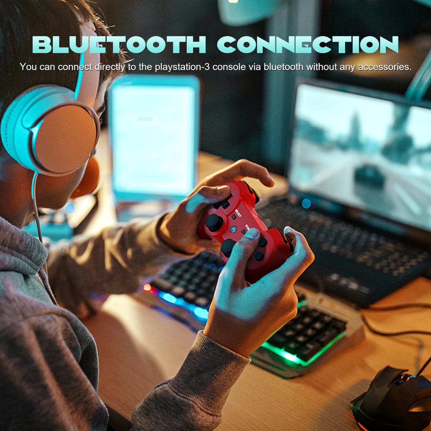 Controller für Playstation 3/PS3/PC/Android Konsolen Drahtloses BT Gamepad 6-Achsen-Gyro Dual-Motor-Vibrationsschock Gaming-Joystick
