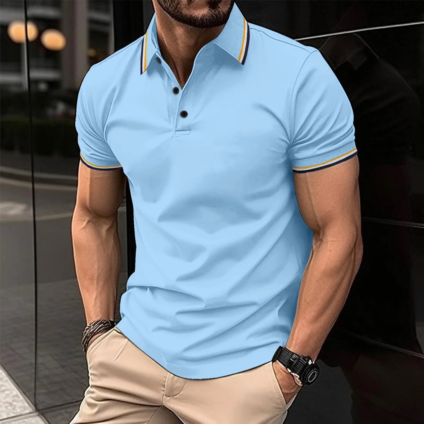 2025 Hot Sale Men's Summer Casual Breathable Comfortable Polo Shirt Men's Solid Color High Quality Short Sleeve T-Shirt