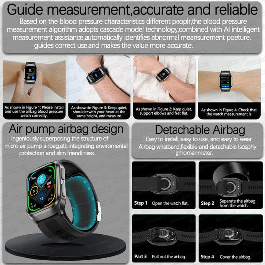 2026Neue Luftpumpen-Airbag-Blutdruck-Smartwatch Mehrdimensionale Gesundheitsüberwachung Mikrophysikalische Untersuchung Smartwatch