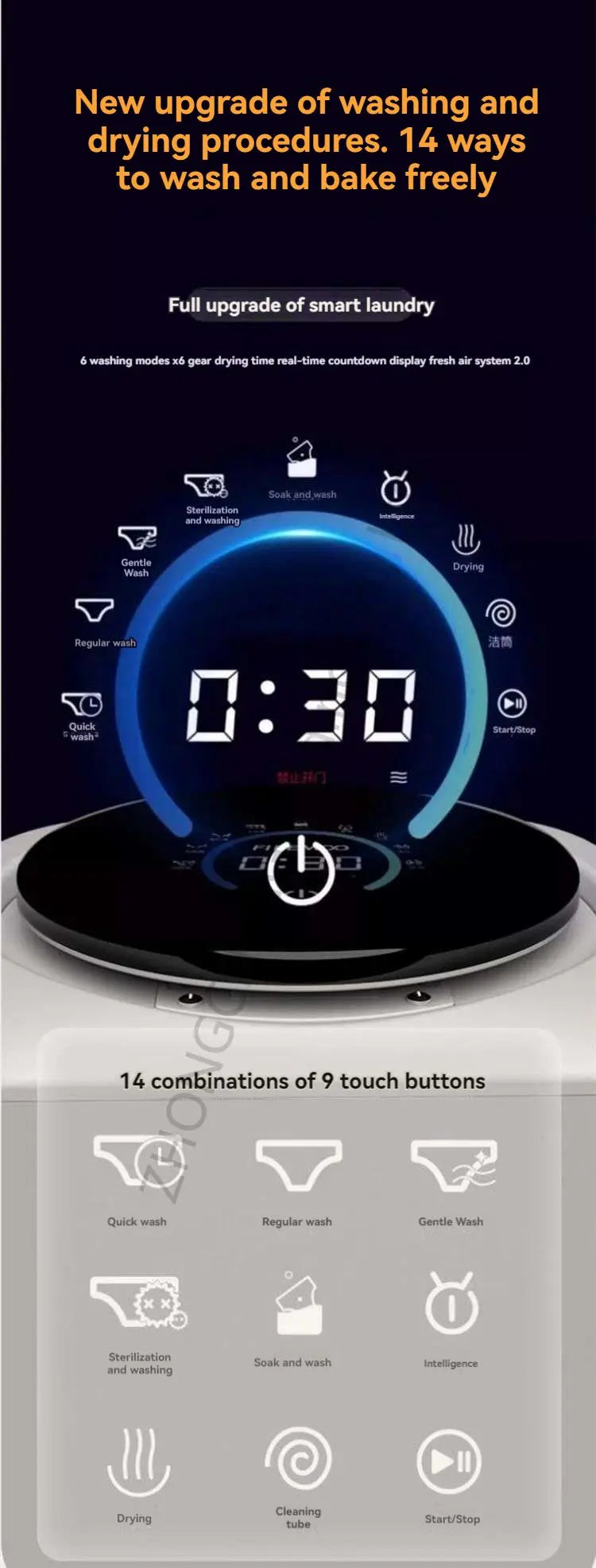 Small automatic wall-mounted smart underwear washer and dryer, suitable for both home and car use, 220V.