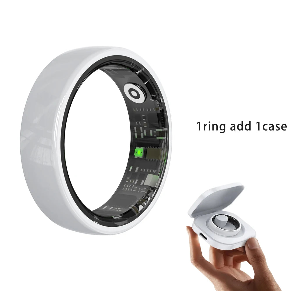Bague Intelligente R12 Étanche 5ATM avec Étui de Chargement Hommes Femmes Moniteur de Fréquence Cardiaque et de Sommeil Smart Ring Sport Pour Téléphone Xiaomi Samsung