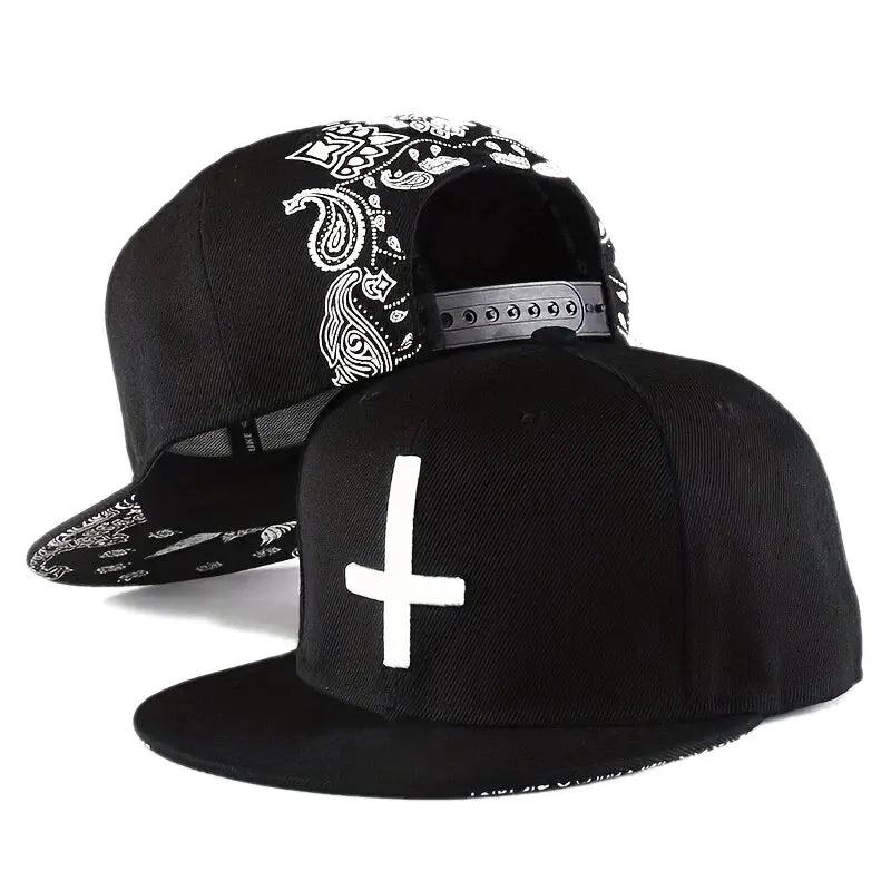 Unisex Flache Kreuz-Stickerei Hip-Hop-Hüte Frühling Herbst Outdoor Verstellbare Freizeit-Baseballkappen Sonnenhut