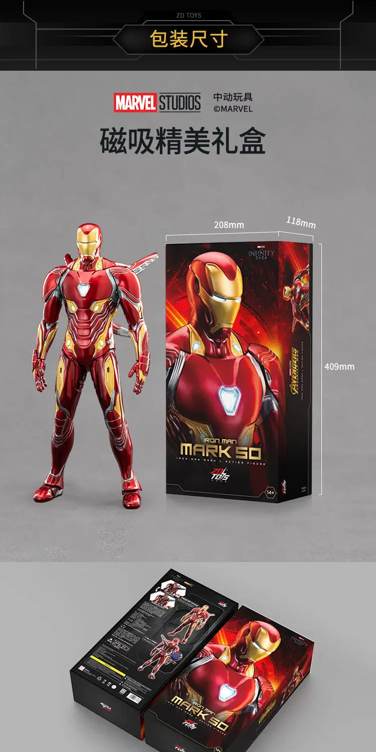 ZDTDS Original 1/5 36CM Iron Man MK50 MK3 LED-Beleuchtung 10-jähriges Jubiläum Tony Stark Modell Actionfigur Geschenk