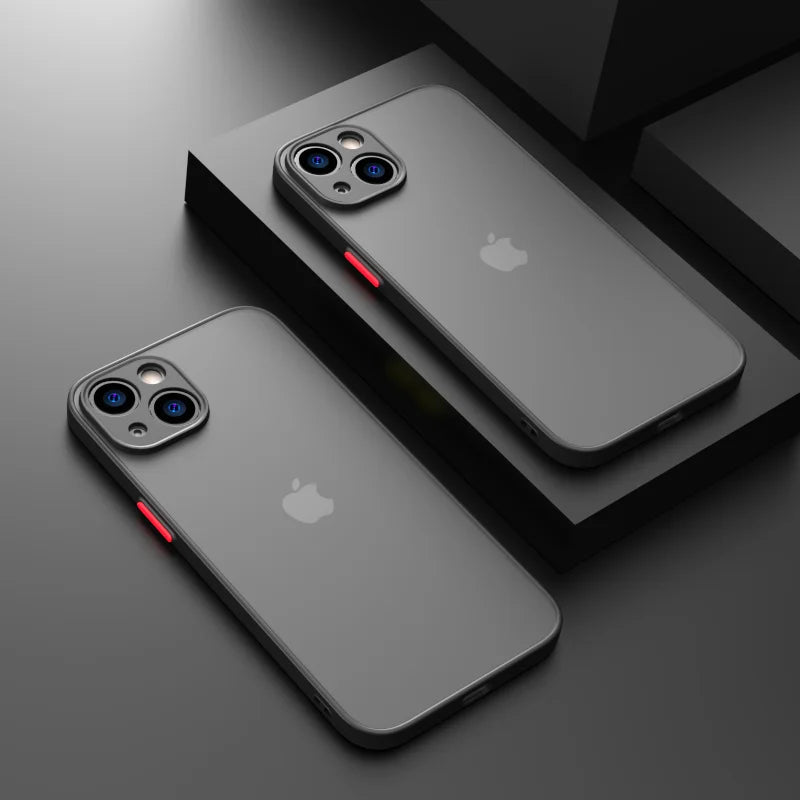 Shockproof Armor Matte Case For iPhone 14 13 12 11 Pro Max XR XS X 6 7 8 Plus SE Mini Silicone Bumper Clear Hard PC Cover Capa