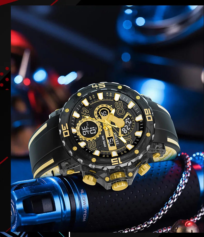 Montres Militaires Hommes Montre 2025 Nouvelle 50M Étanche Chronomètre Alarme Lumière LED Montres Digitales 8136 Montre Sport Homme