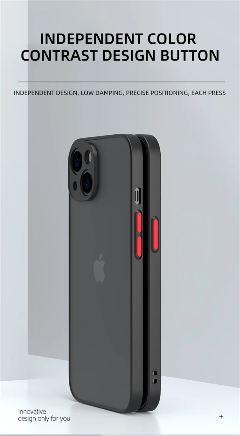Shockproof Armor Matte Case For iPhone 14 13 12 11 Pro Max XR XS X 6 7 8 Plus SE Mini Silicone Bumper Clear Hard PC Cover Capa