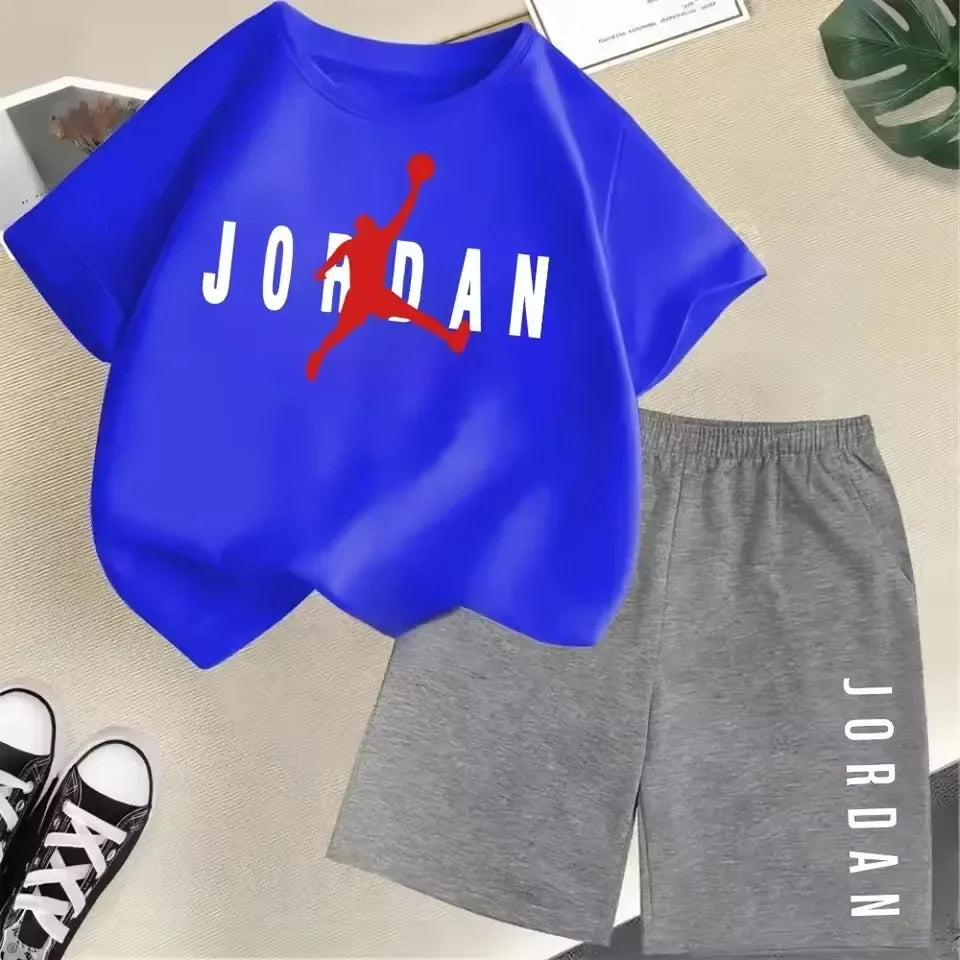Sommer Kurzarm Kinder Set Slam Dunk Master Muster Print Sport T-Shirt + Shorts 2-teiliges Set Kinder Jungen Mädchen Mode Trainingsanzug