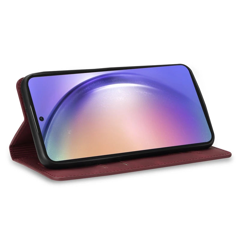 Wallet Skin Friendly Flip Leder Hülle für Samsung Galaxy S26 Ultra S25 Edge S24 Plus S23 FE A15 A16 A17 A26 A35 A36 A54 A55 A56