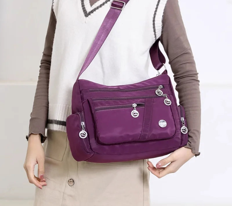 Damen Umhängetasche Wasserdichte Tragetasche Lässige Nylon Handtasche RFID Leichte Kuriertasche