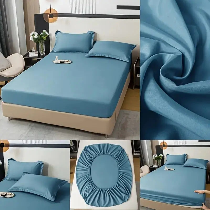 Drap-housse en coton doux avec élastiques, couleur unie, antidérapant, pour lit double, King, Queen, 140/160/200