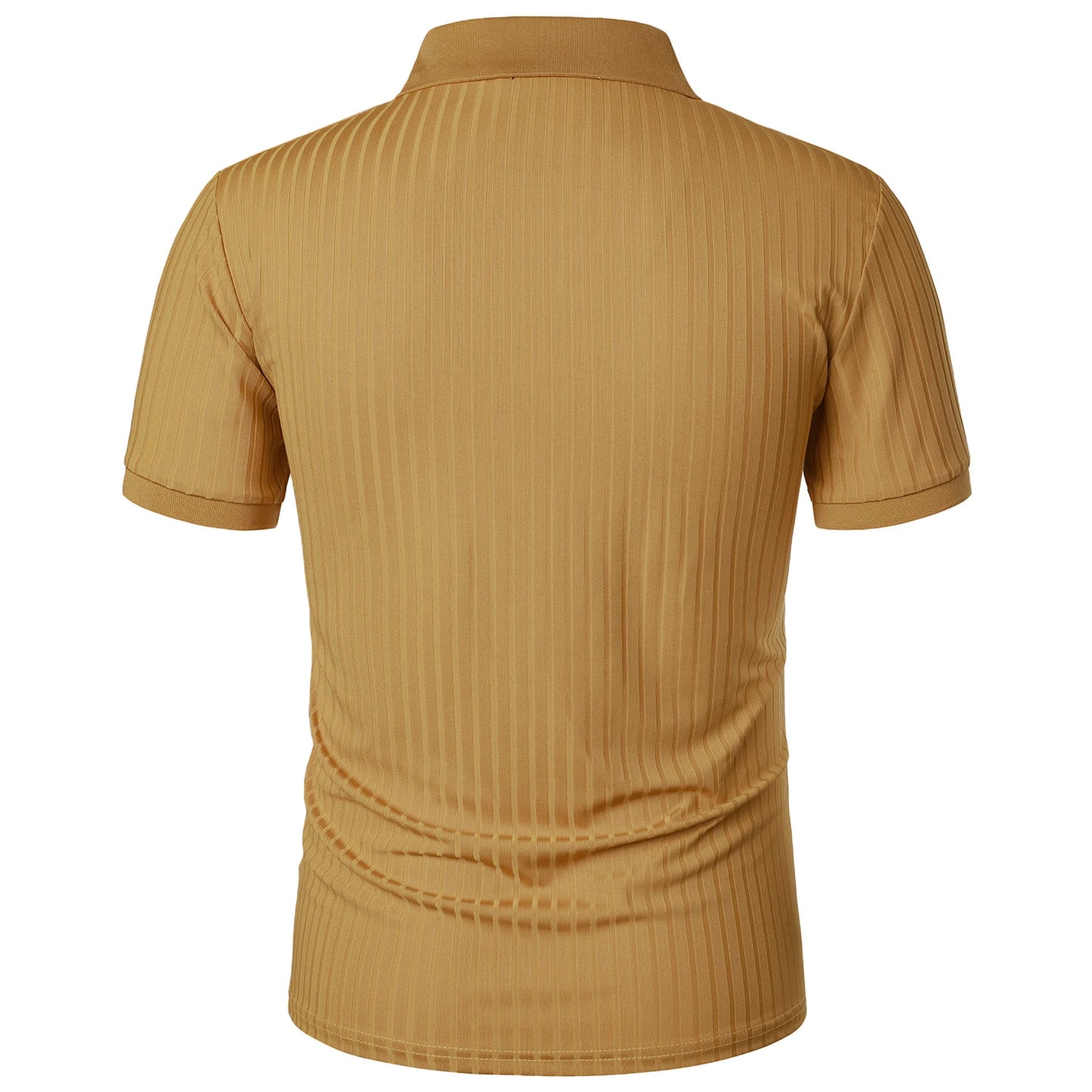 Herren Lauf-Sport-Fitnessbekleidung Sommer hochelastisches, vertikales Kurzarm-Polo-Shirt schlankes Strick-Basis-Shirt