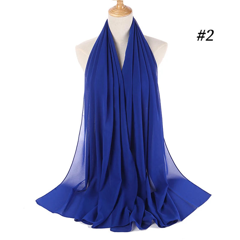 Hijab musulman en mousseline pour femmes, écharpe en mousseline bulle, voile pour femmes, musulmanes, islamiques, de couleur unie, malaisiennes, écharpes foulard musulman
