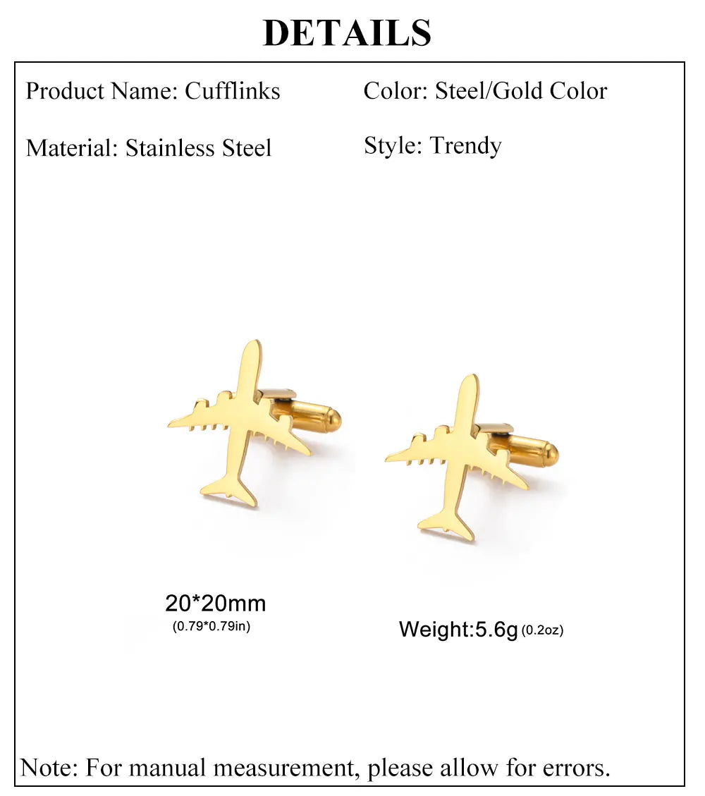 Boutons de Manchette Avion Cazador pour Homme Accessoires Cadeau Pilote Boutons de Manchette de Chemise en Acier Inoxydable Vente en Gros Mariage Anniversaire Tendance