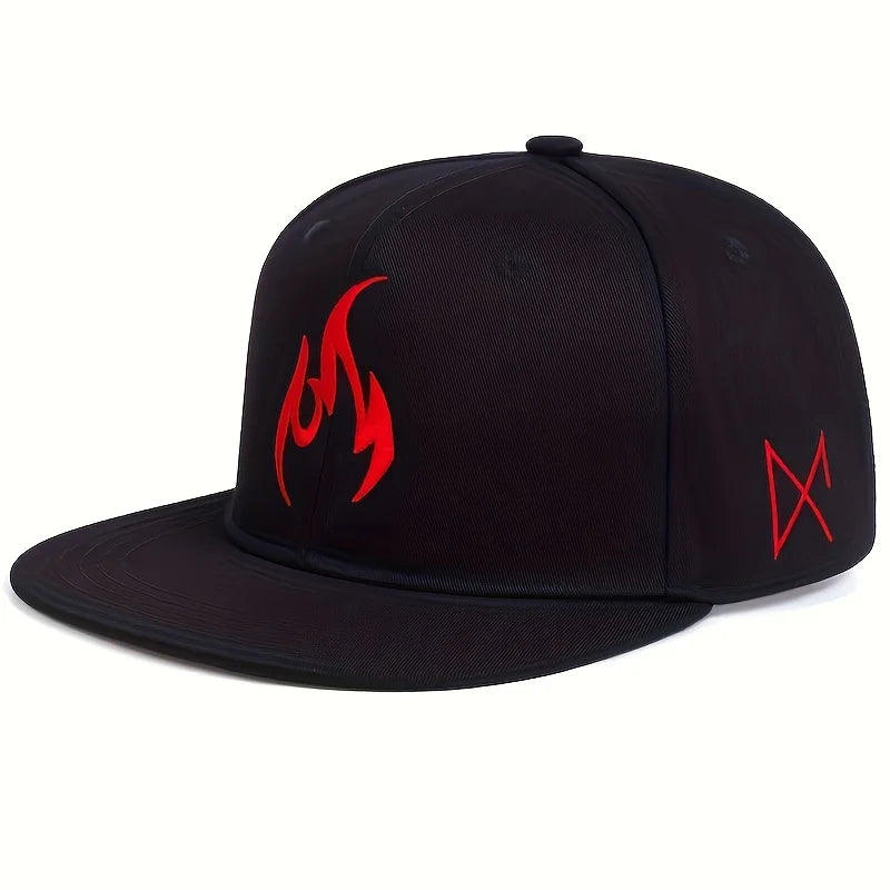 Unisex Flammenstickerei Hip-Hop-Mützen Frühling Herbst Outdoor Verstellbare Freizeit-Baseballkappen Trucker-Mützen Sonnenhut