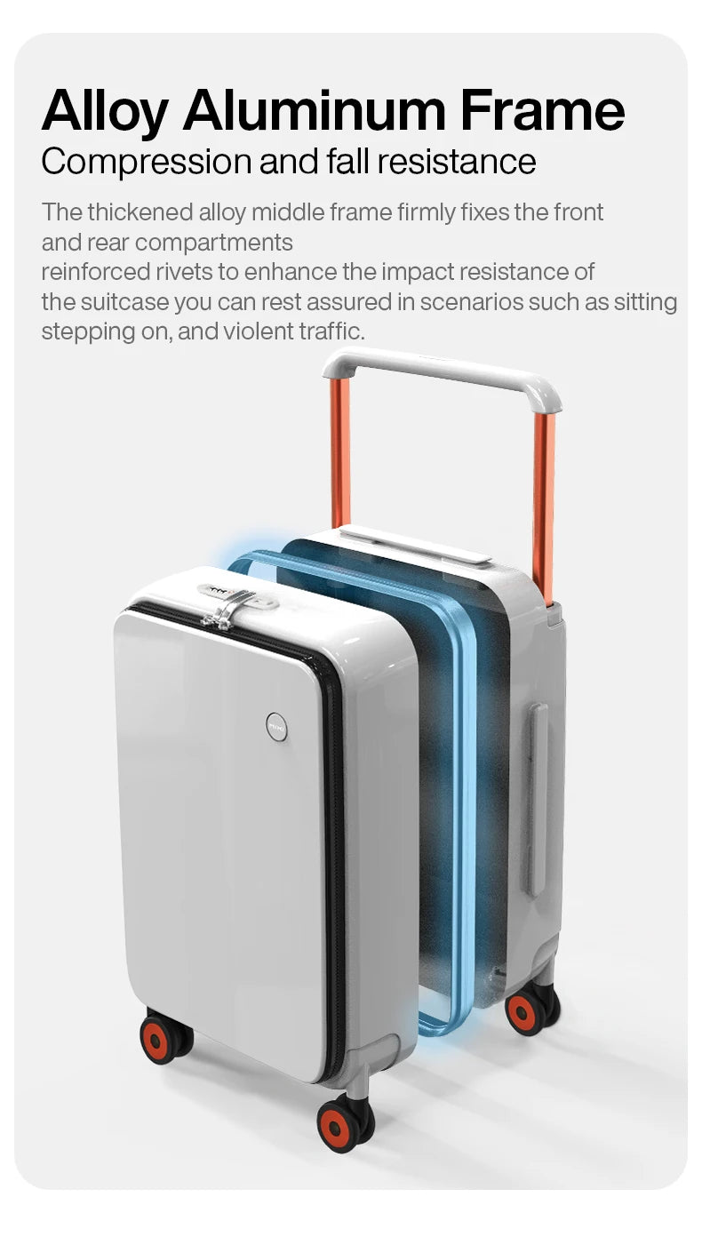 Mixi New Design Wide Handle Koffer Herren Handgepäck Damen Reise Trolley 20 Zoll Kabine PC Aluminiumrahmen M9275