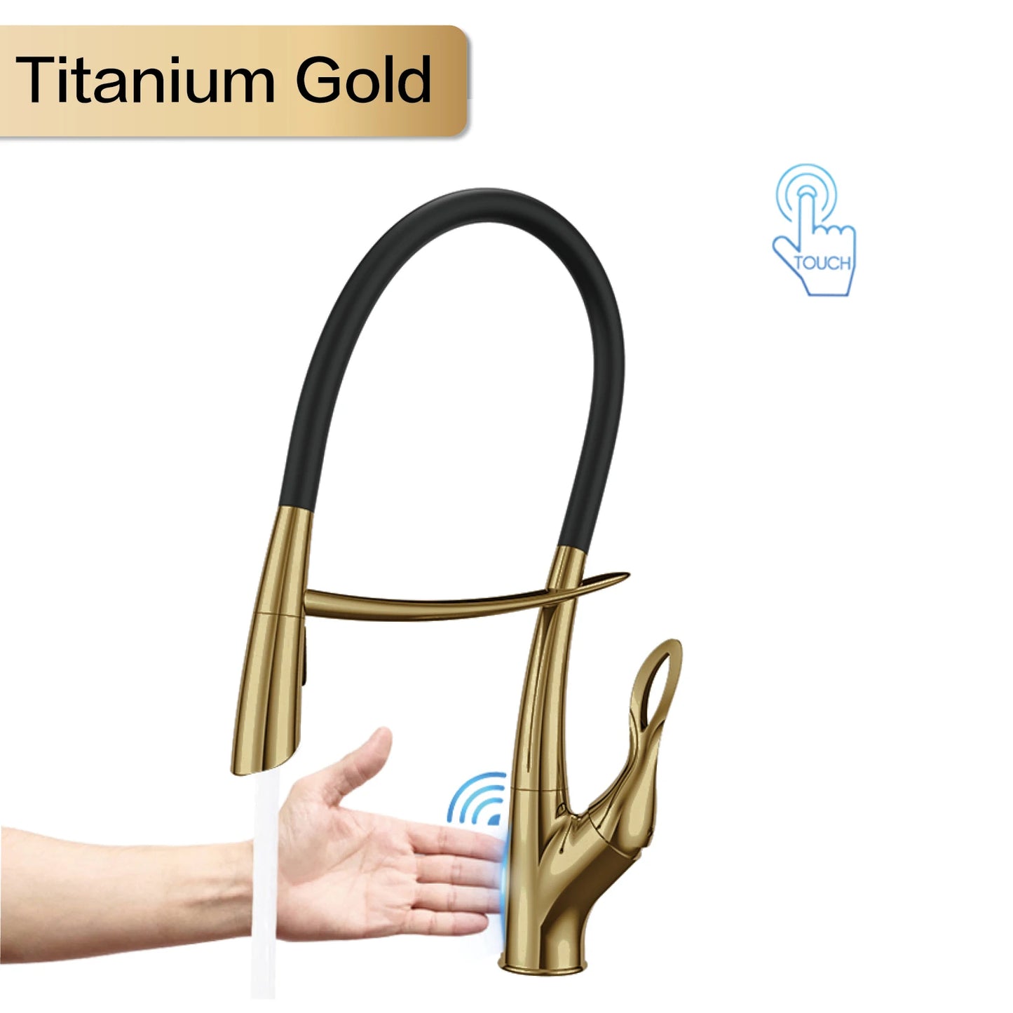 Luxury gun gray brass kitchen faucet with intelligent touch design Single handle hot and cold water magnetic suction sink faucet