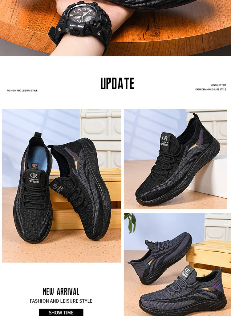 Chaussures de sport et de loisirs à semelle souple, anti-odeurs, respirantes et confortables pour hommes, idéales pour le travail, collection printemps et automne.