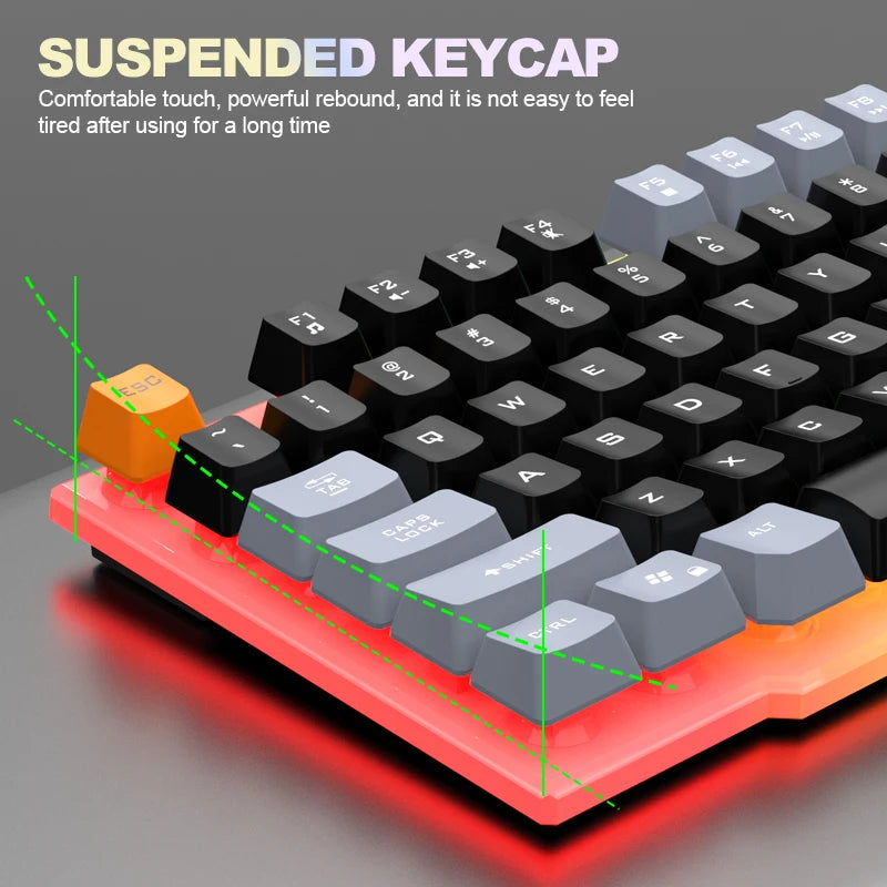 Clavier unique et souris de clavier RAIKU T26 Souris de clavier lumineuse trois tons Clavier de jeu tactile mécanique filaire