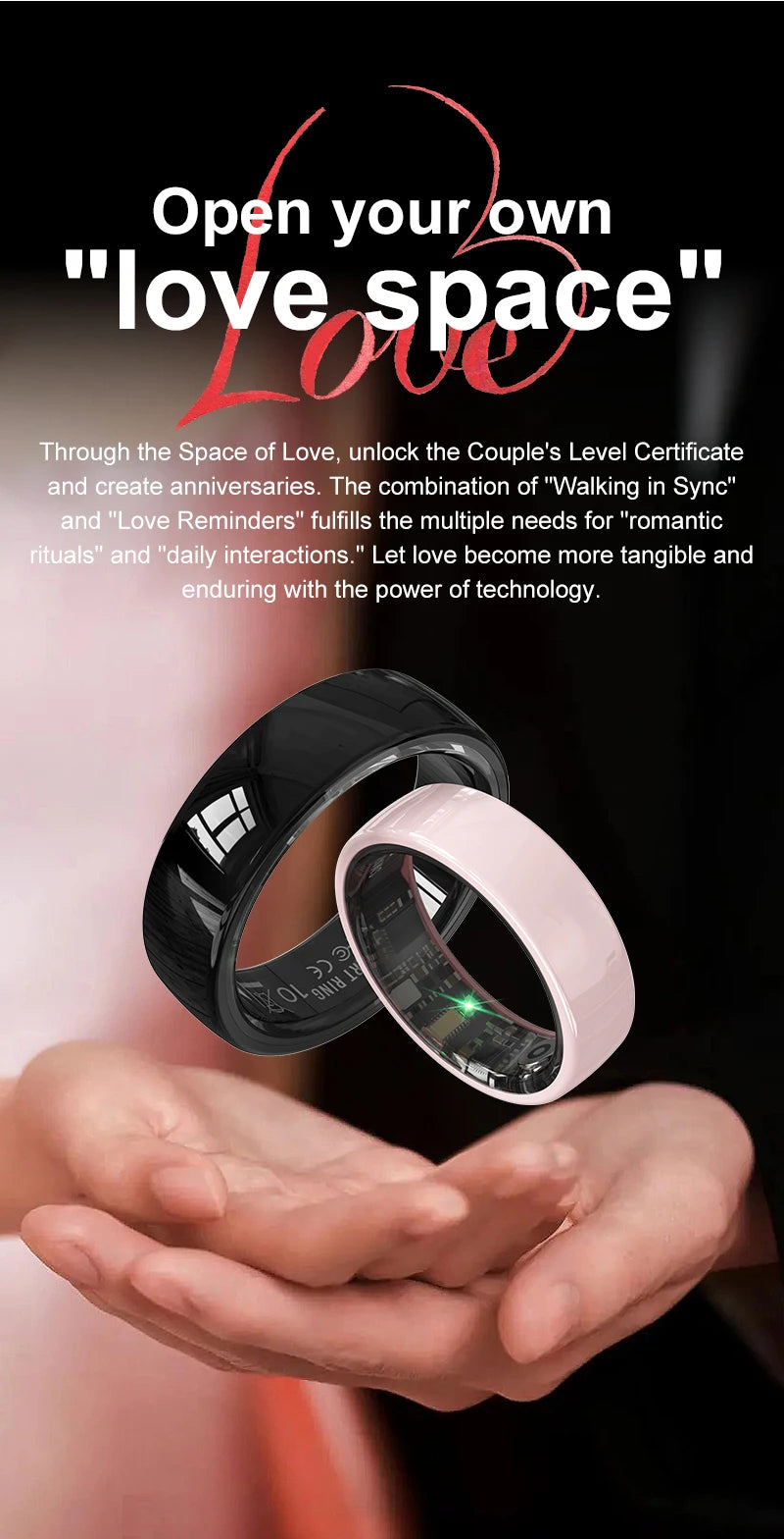 Bague Intelligente R12 Étanche 5ATM avec Étui de Chargement Hommes Femmes Moniteur de Fréquence Cardiaque et de Sommeil Smart Ring Sport Pour Téléphone Xiaomi Samsung