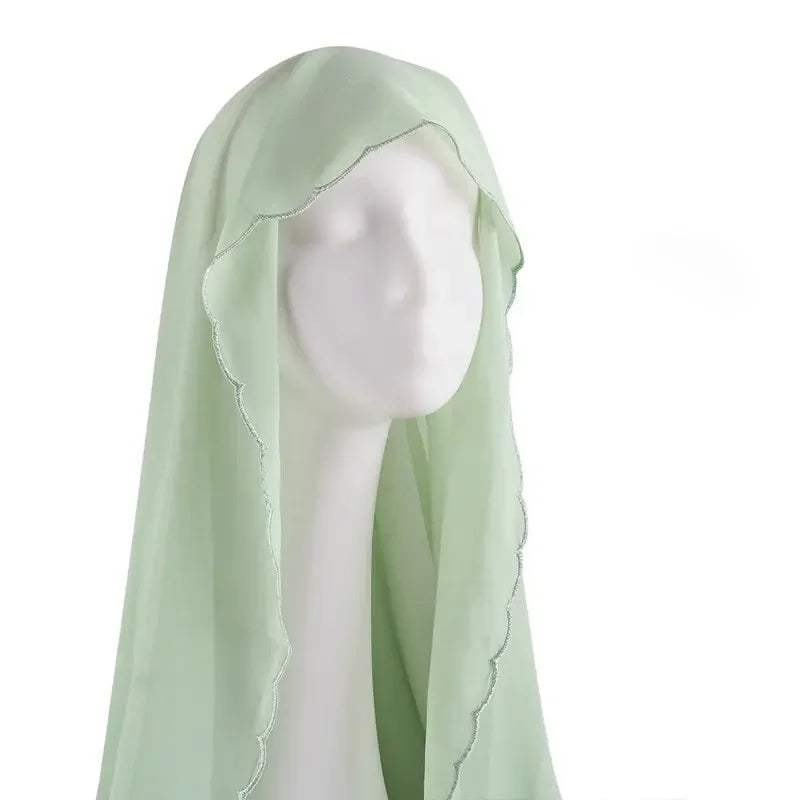 Châles Hijab en mousseline de soie pour femme, écharpe en dentelle, foulards unis, foulards pour femme, voile musulman 70*180cm