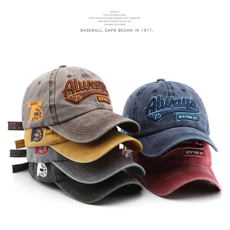 Casquette de baseball brodée pour femmes et hommes, nouvelle casquette de soleil unie printemps-été, casquettes de sport rétro lavables, casquette de pêche hip-hop