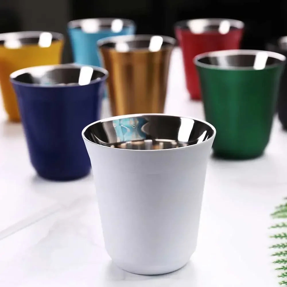 Tasses à espresso 80 ML/160 ML en acier inoxydable 304, tasses à café isothermes à double paroi, lavables au lave-vaisselle, tasses de petite capacité