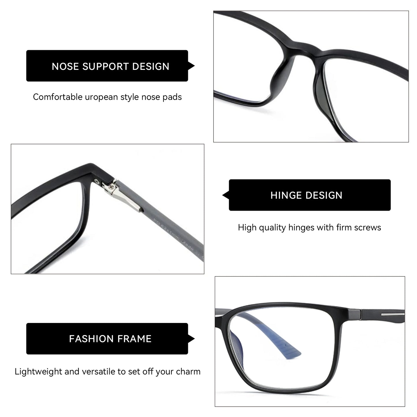 ZENOTTIC Square Prescription Glasses Anti Blue Light Photochromic optical Eyeglasses with Myopia Hyperopia Progressive Lens
