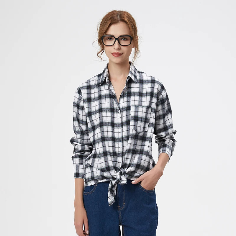 Women's Plaid Shirt 2025 New Ladies Loose Casual Blouse and Tops Fresh College Style Female Long Sleeve Shirts Women Clothes