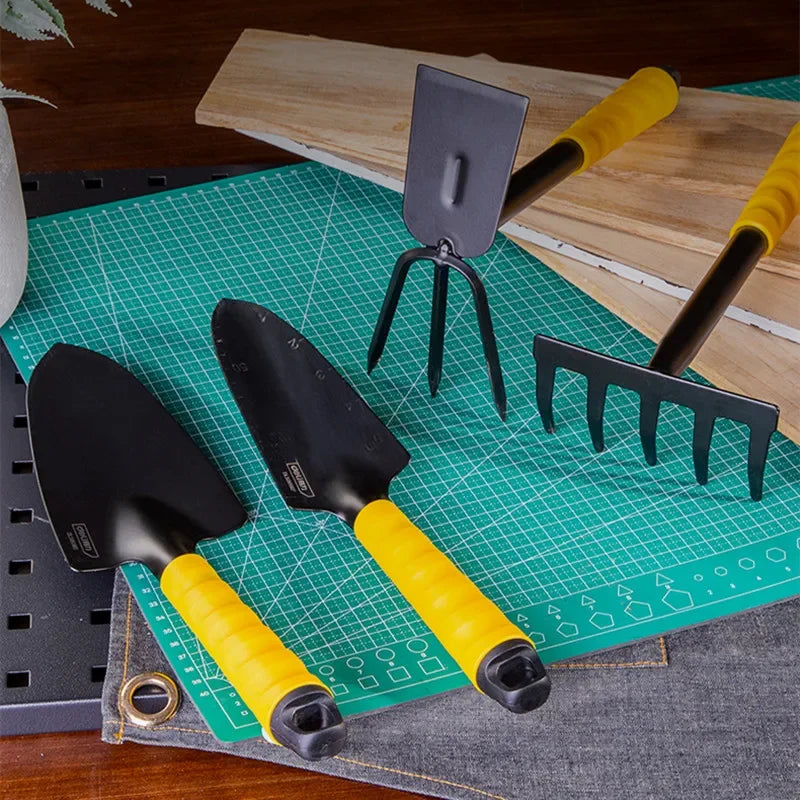 Ensembles d'outils de jardinage Deli, pelle, houe, râteau 1/3/4 pièces avec poignée revêtue de PP, outils de jardinage pour pelouse, ferme, transplantation, bonsaï