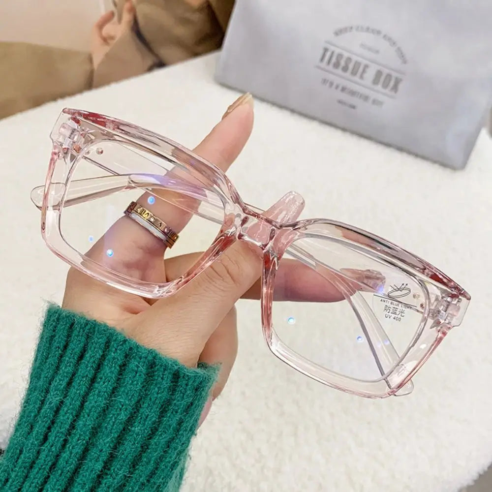 Neue oversized quadratische Brille, Anti-Blaulicht-Brille, große Rahmen, Myopie-Brille, Brille mit flachem Licht, transparente Brille