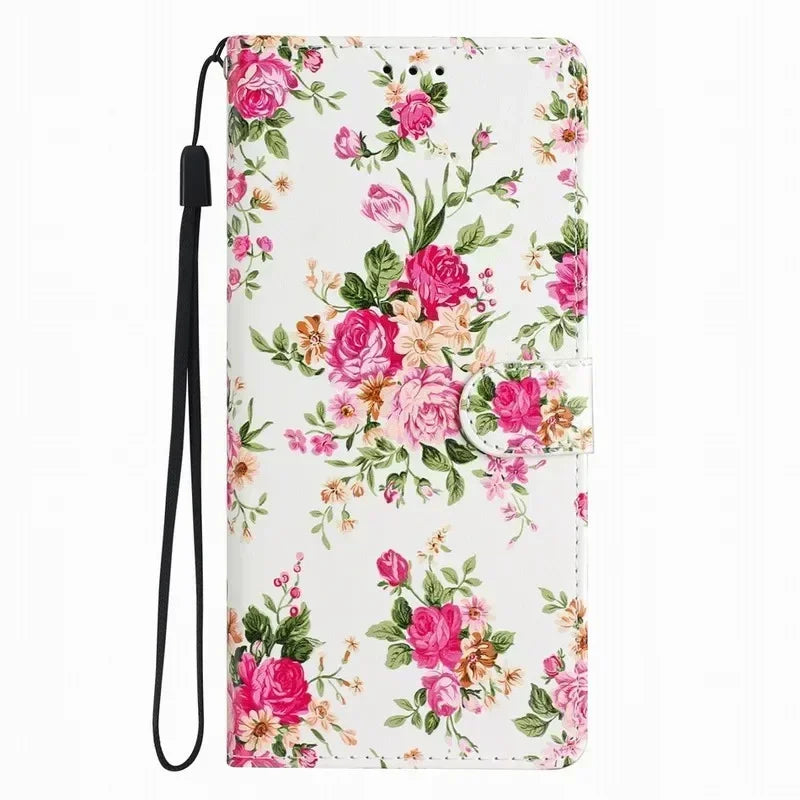 Joli étui à fleurs peintes pour Samsung Galaxy A03 A04S A05 A05S A06 A13 A14 A16 A23 A24 A25 A34 A35 A36 A52S A53 A54 A55 5G Coque