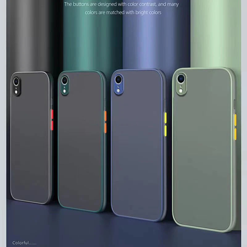 Shockproof Armor Matte Cover for iPhone Xs Max XR XS X 6 6S 7 8 Plus SE 2020 SE 2022 Silicone Bumper Clear Hard PC Case Capa