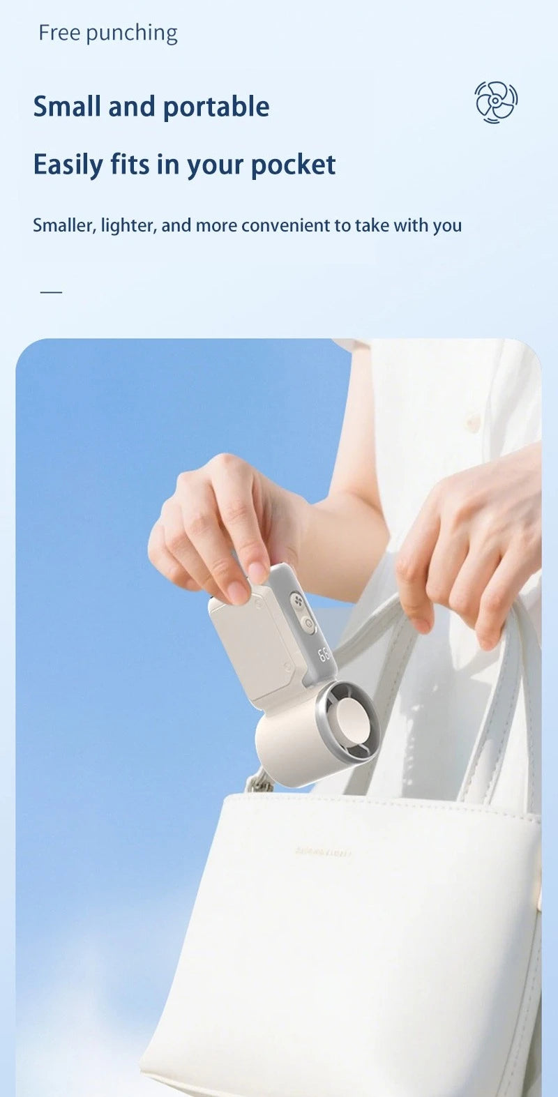 BAOTAI Portable Mini Handheld Turbo Fan LED Display Mini High Speed Handheld Fan, Outdoor Cooling,Desk Fan, Rechargeable Fan