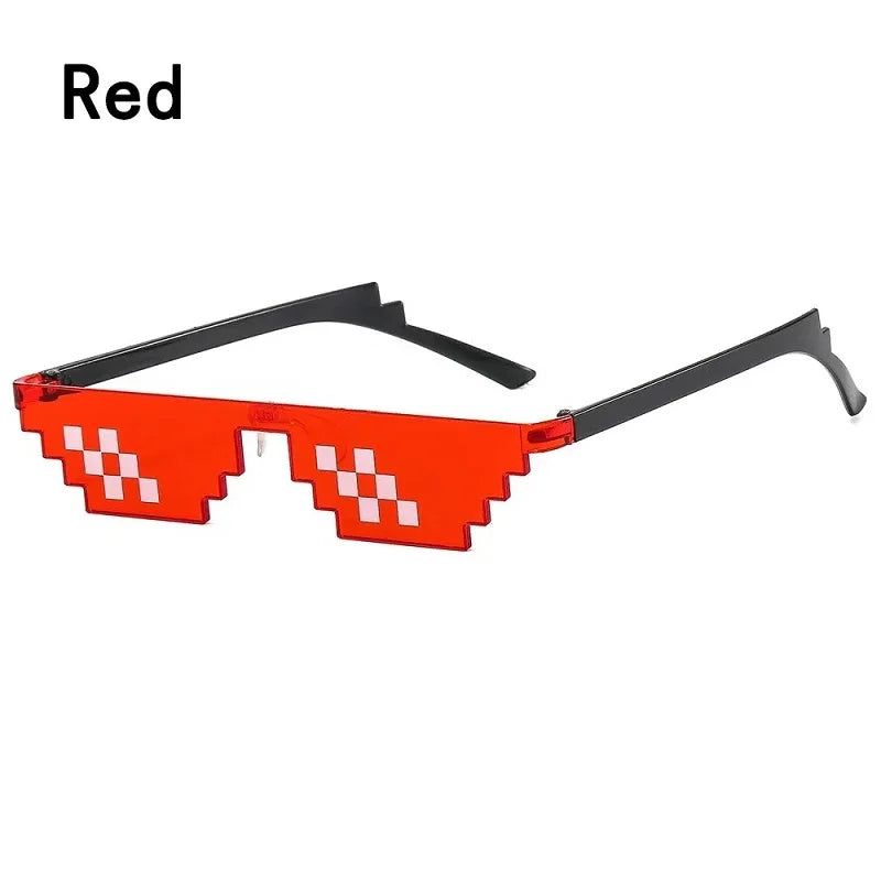 2Pcs Mosaic Sunglasses Cool Party Vintage Shades Eyewear For Men Pixelated Sunglasses Funny Women Glasses