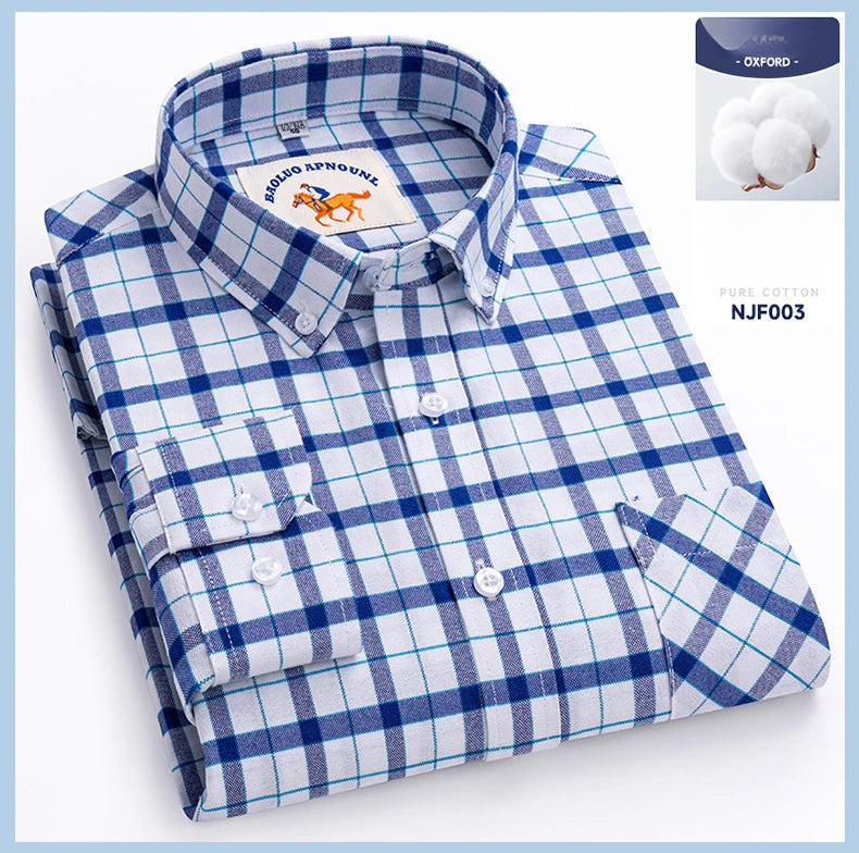 Chemises Oxford à manches longues en 100 % coton pour homme, grandes tailles 8XL, coupe ajustée, unies ou rayées, pour le bureau, couleur blanche, tenues professionnelles