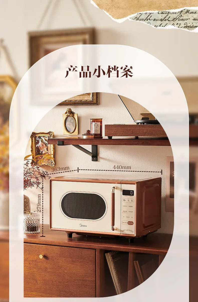 Petit Four à Micro-ondes Rétro Inverter, Appareil Multifonction 3-en-1 Cuisson Vapeur pour Cuisine Domestique