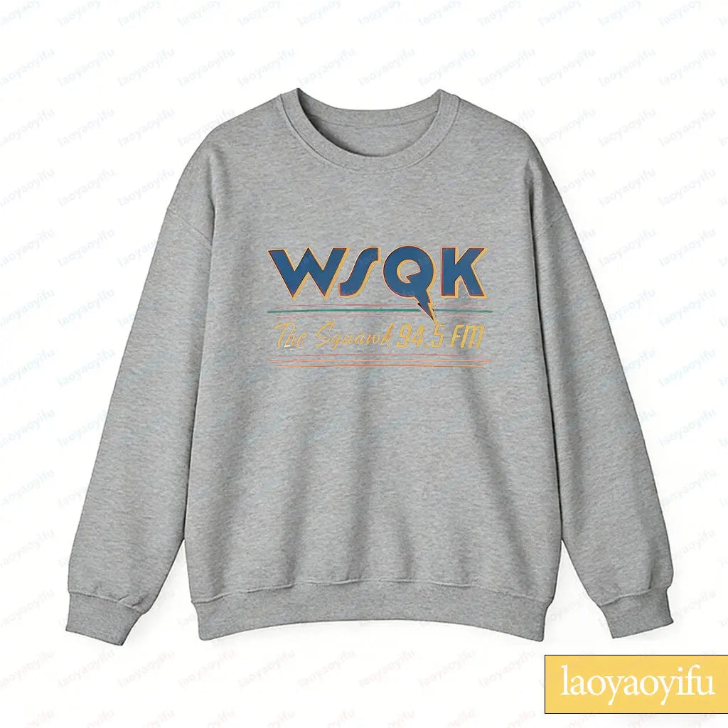 WSQK The Squawk 94.5 FM Radio Sweatshirt Wsqk Unisex Sweatshirts Vintage Sci-Fi Crewneck 80er Nostalgie Sweater Retro Shirt Geschenk