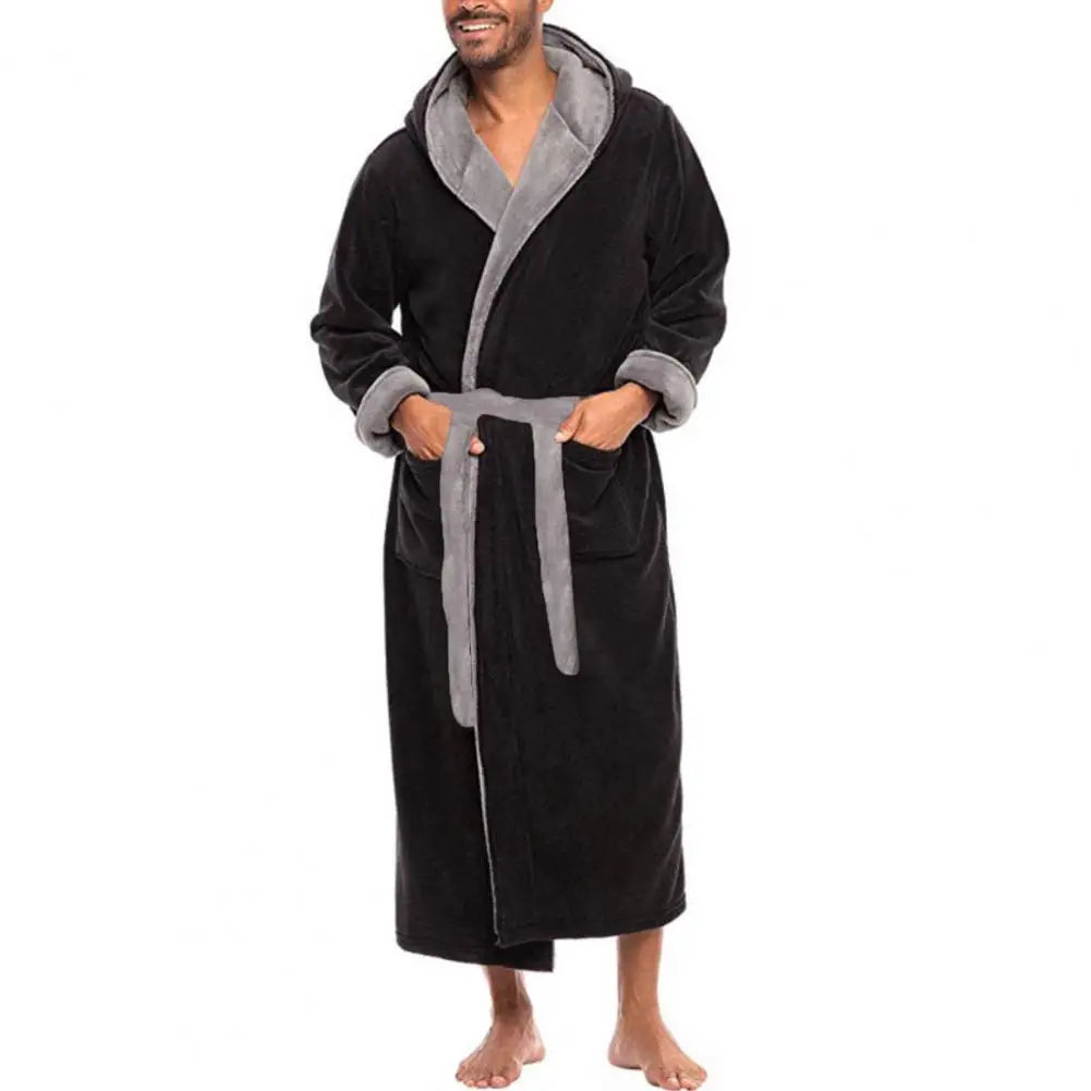 Herren Bademantel Nachtwäsche Korallenfleece Herbst Erwachsenen Bademantel V-Ausschnitt Robe Schlafanzug Herren Und Damen Langarm Nachthemd Männlicher Bademantel