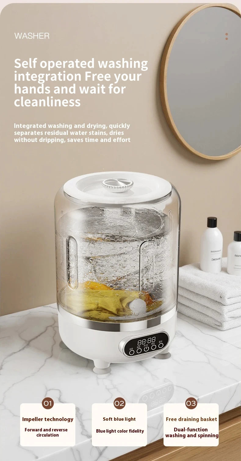 Mini turbo washing machine fully automatic small USB charging portable sock and underwear specific washing dehydrate machine
