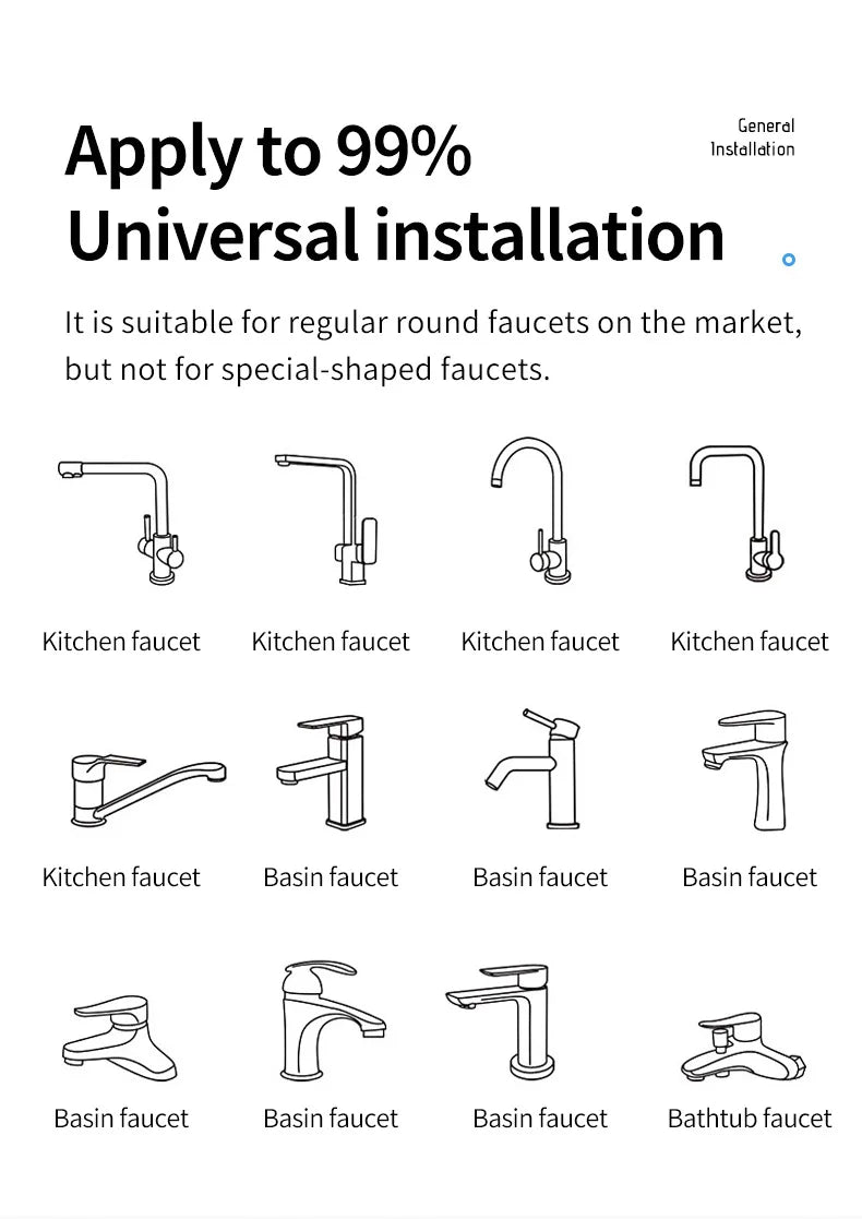 Tête de pulvérisateur de robinet à rotation universelle 1080°, adaptateur 22/24mm, extension de robinet de lavabo, aérateur, mousseur, buse de robinet de cuisine