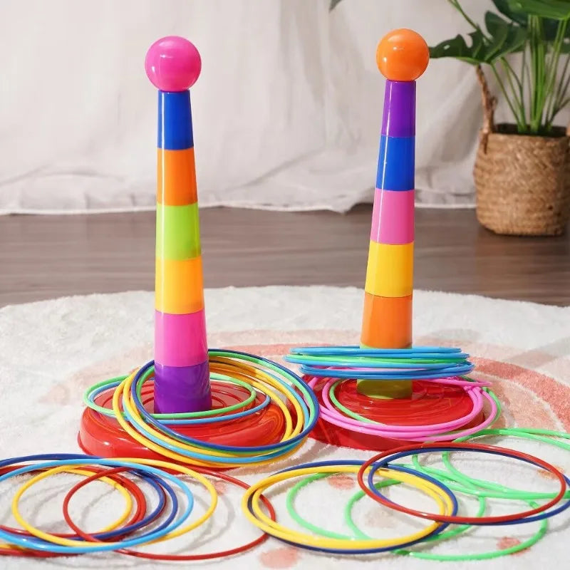 Jouet de lancer d'anneaux pour enfants, empilable, amusant, intérieur, extérieur, jeu interactif parent-enfant, couches de cercles, cadeau d'éveil.