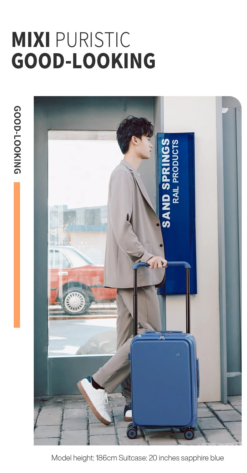 Mixi New Design Wide Handle Koffer Herren Handgepäck Damen Reise Trolley 20 Zoll Kabine PC Aluminiumrahmen M9275