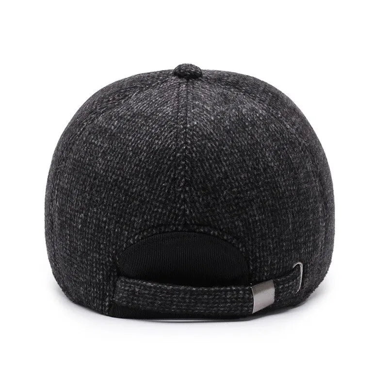 Casquette de baseball en laine tricotée pour l'hiver, cache-oreilles, casquette de baseball pour hommes, chapeaux chauds et épais avec protège-oreilles, casquettes de sport de golf, snapback