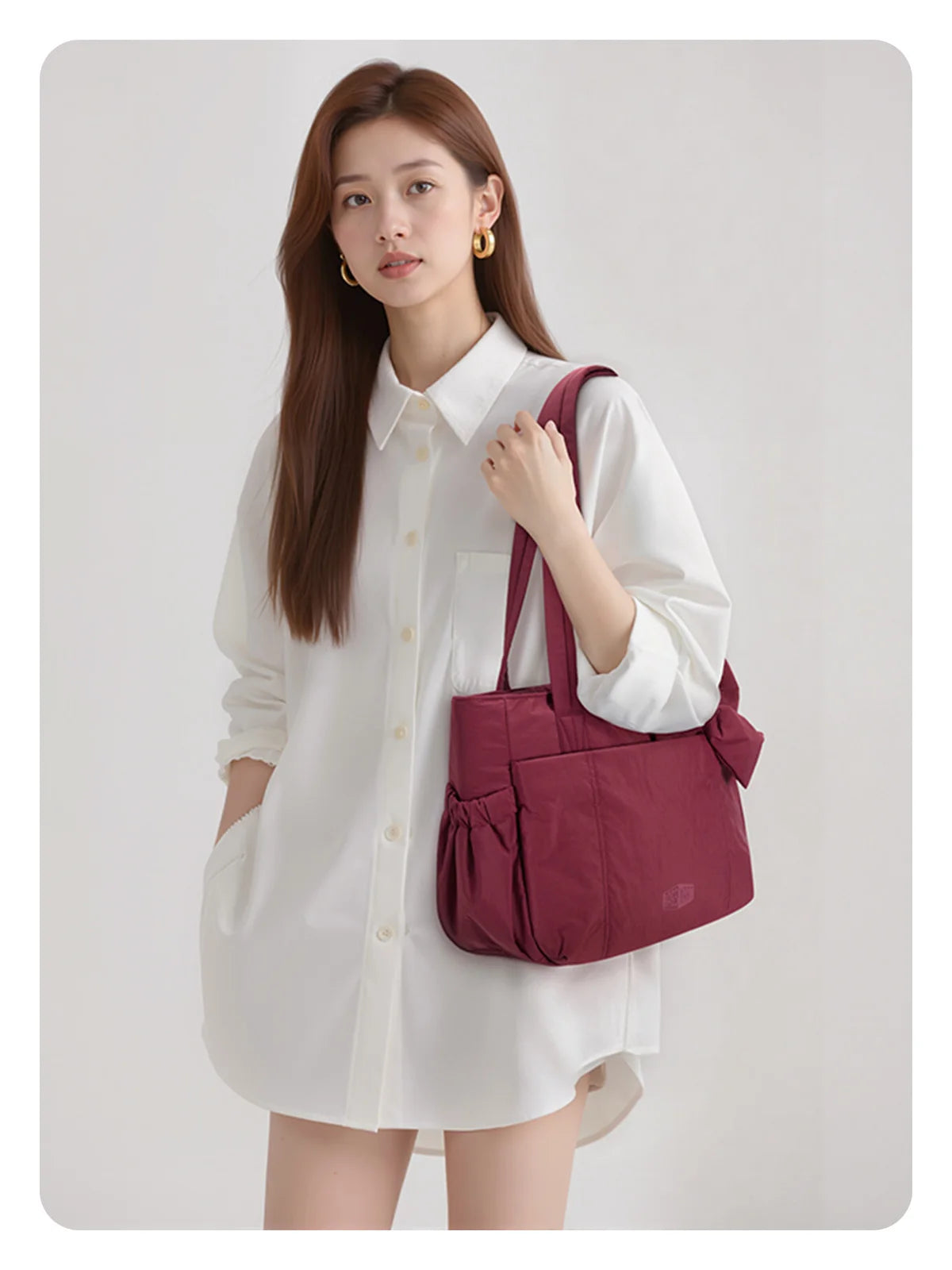 BAGSMART Sac fourre-tout trois tailles avec plusieurs poches, sac à main gonflé, sac à bandoulière décontracté, sac fourre-tout grande capacité