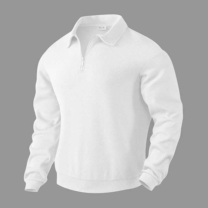 24 grenzüberschreitendes beliebtes Herbst-Langarm-Revers-Reißverschluss-Herren-Freizeit-Poloshirt